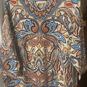 Alfred Dunner Woman 3X Boho Paisley Studded Top Multicolor Stretch Knit